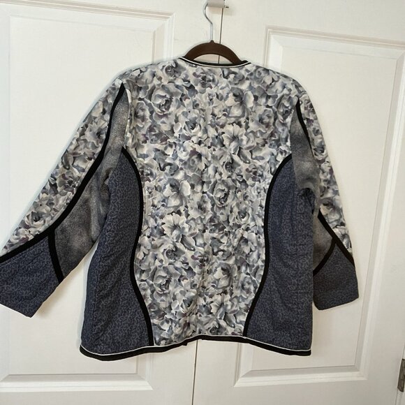 Vintage Handmade Quilted Patchwork Open Front Blue Shacket Jacket Y2K - Picture 5 of 7